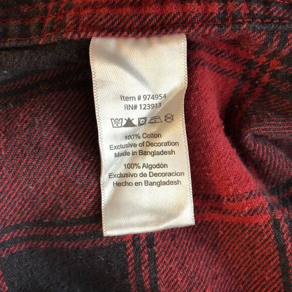 Jachs Mens Flannel Shirt Button Down Chest Pockets Cotton Plaid Red Black M - Picture 4 of 4